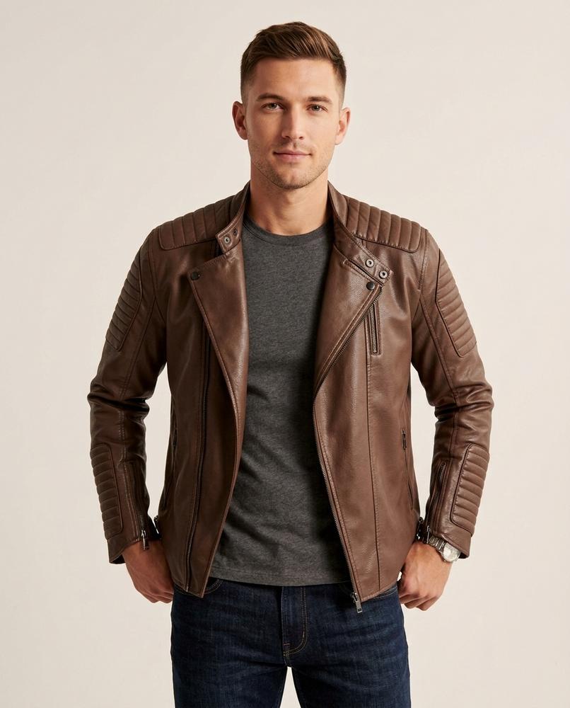 Lands Fashion - Lasen | Quilted Asymmetrical Leather Jacket Men