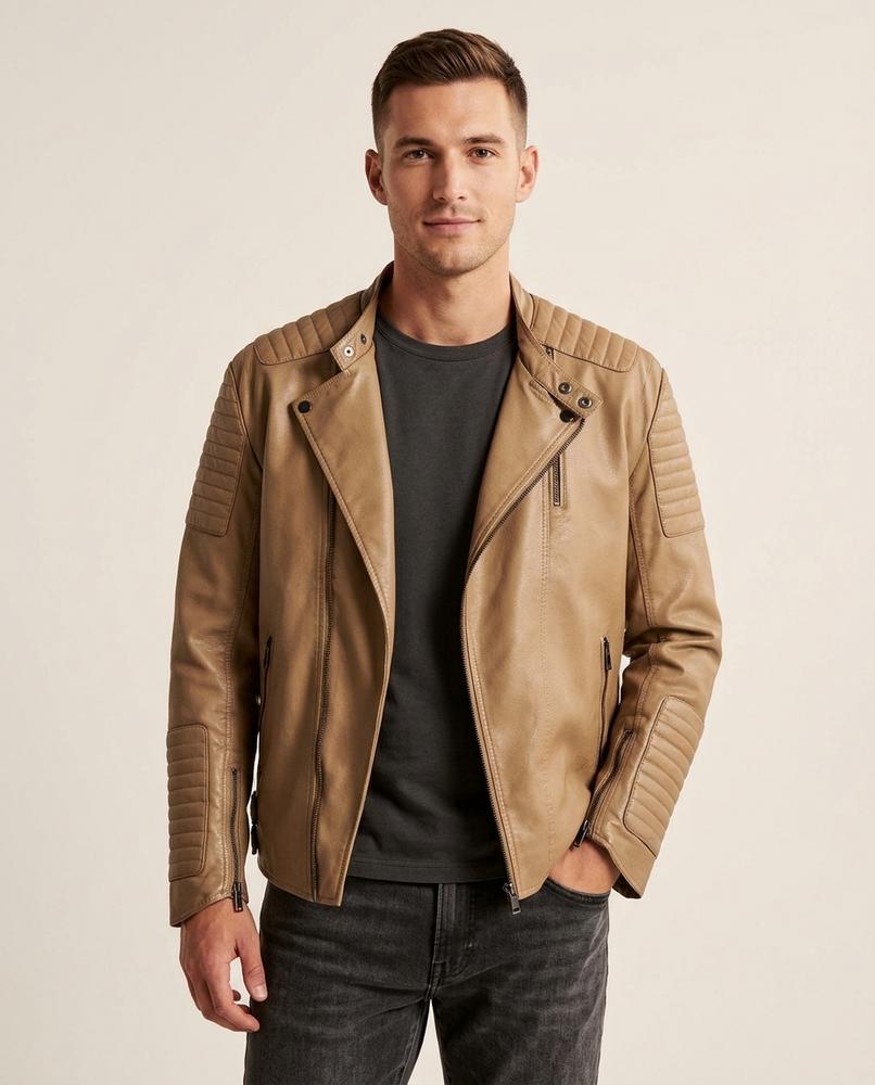 Lands Fashion - Lasen | Quilted Asymmetrical Leather Jacket Men