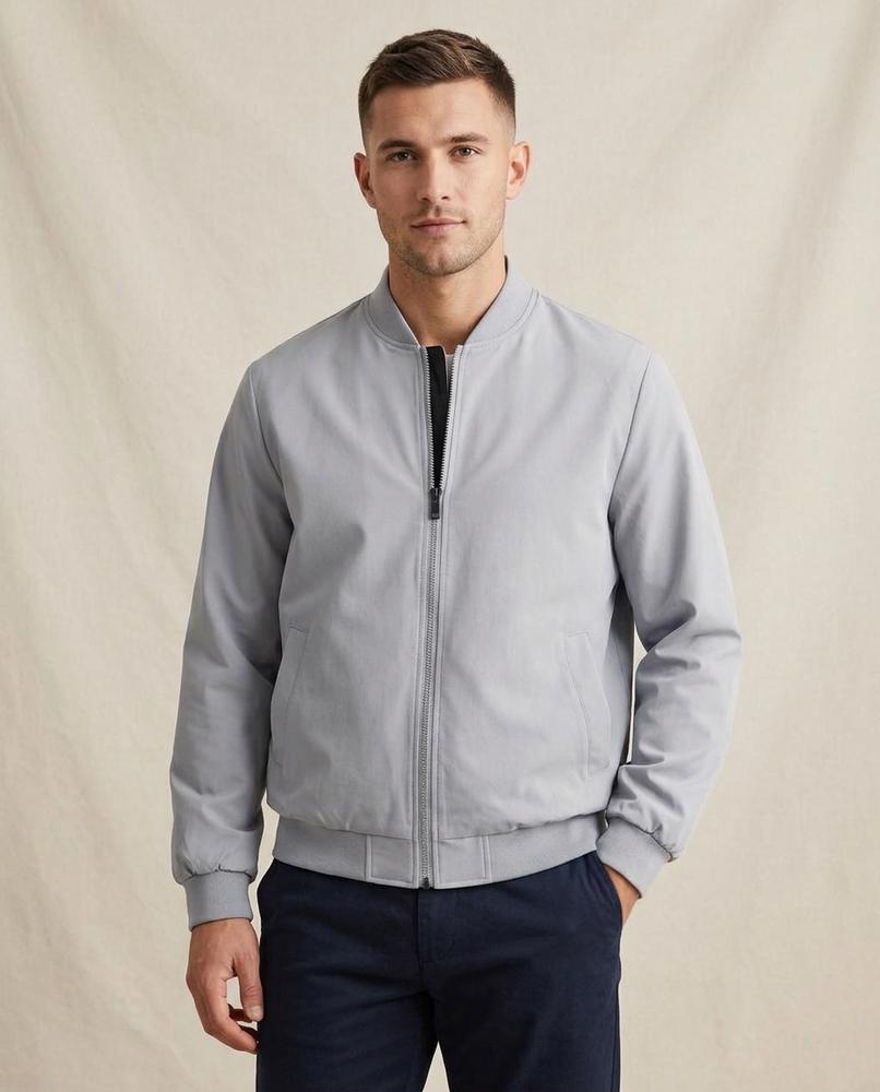 Lands Fashion - Zeser | Zip-Up Ribbed-Trim Jacket Men