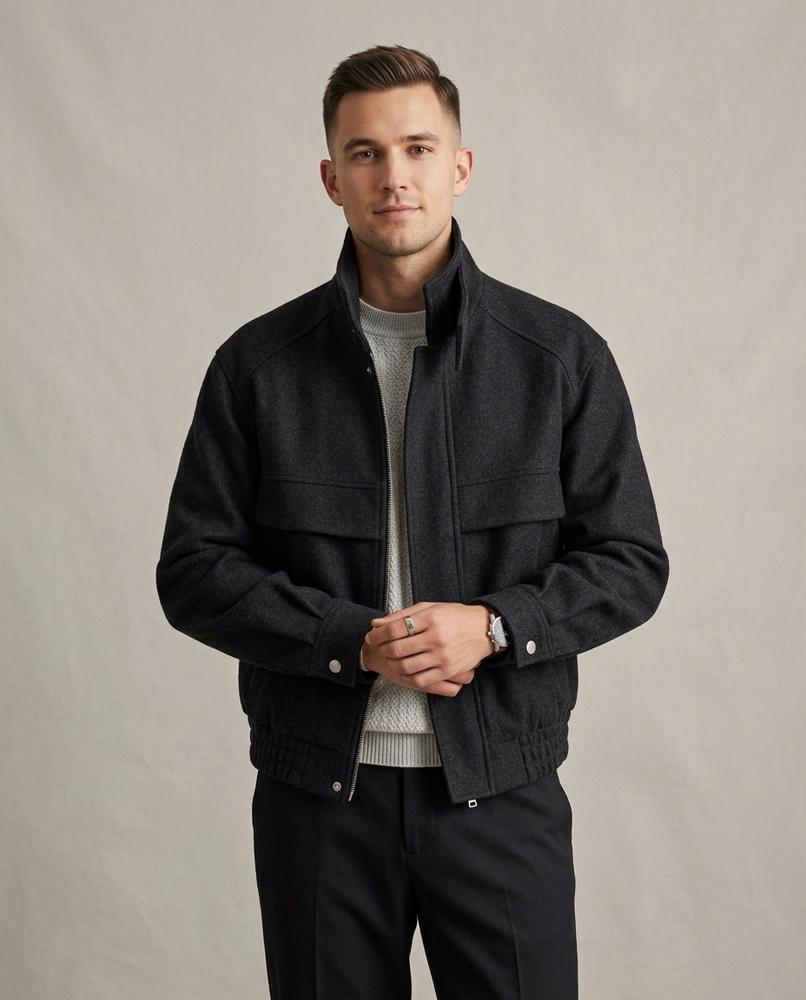 Lands Fashion - Mitor | Stand-Collar Felted Jacket Men