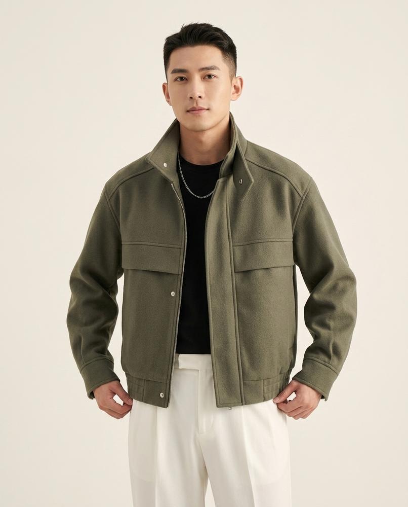 Lands Fashion - Mitor | Stand-Collar Felted Jacket Men