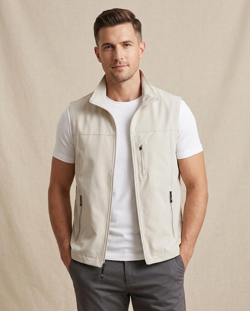 Lands Fashion - Laser | Zip-Up Straight-Cut Vest Men