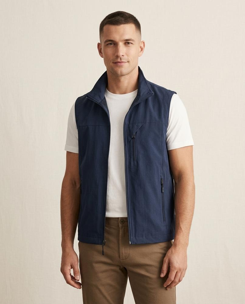 Lands Fashion - Laser | Zip-Up Straight-Cut Vest Men