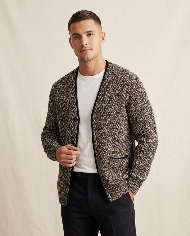 Lands Fashion - Nesol | Textured V-Neck Knit Cardigan Men