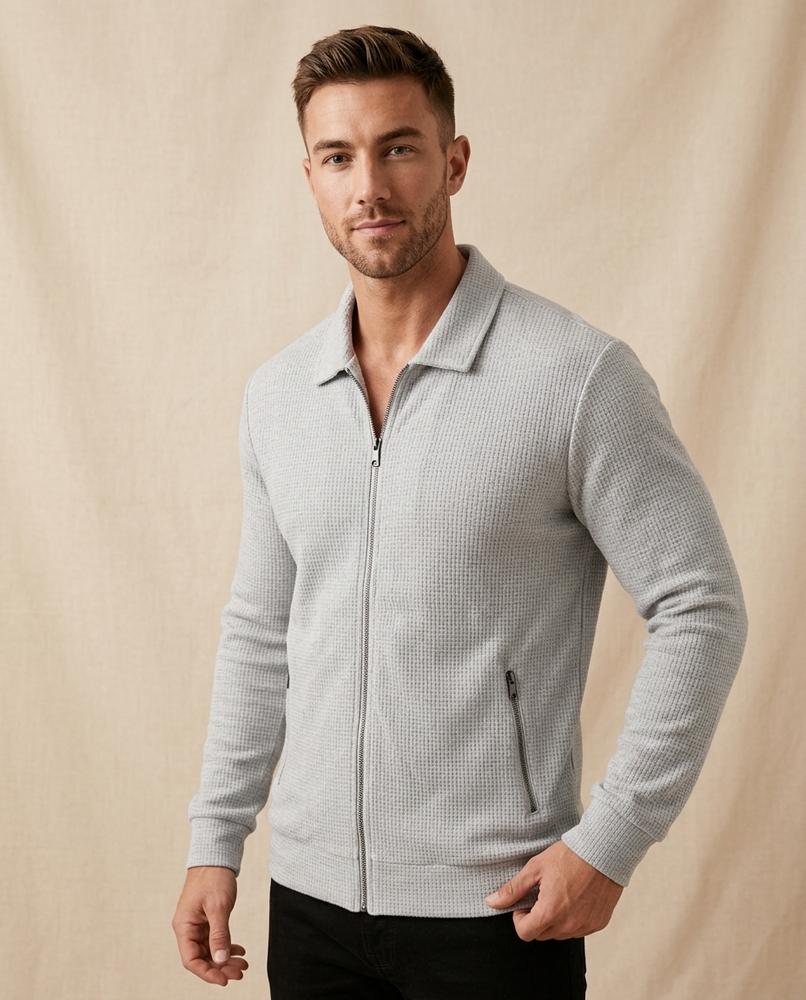 Lands Fashion - Taver | Waffle-Knit Zip-Up Jacket Men
