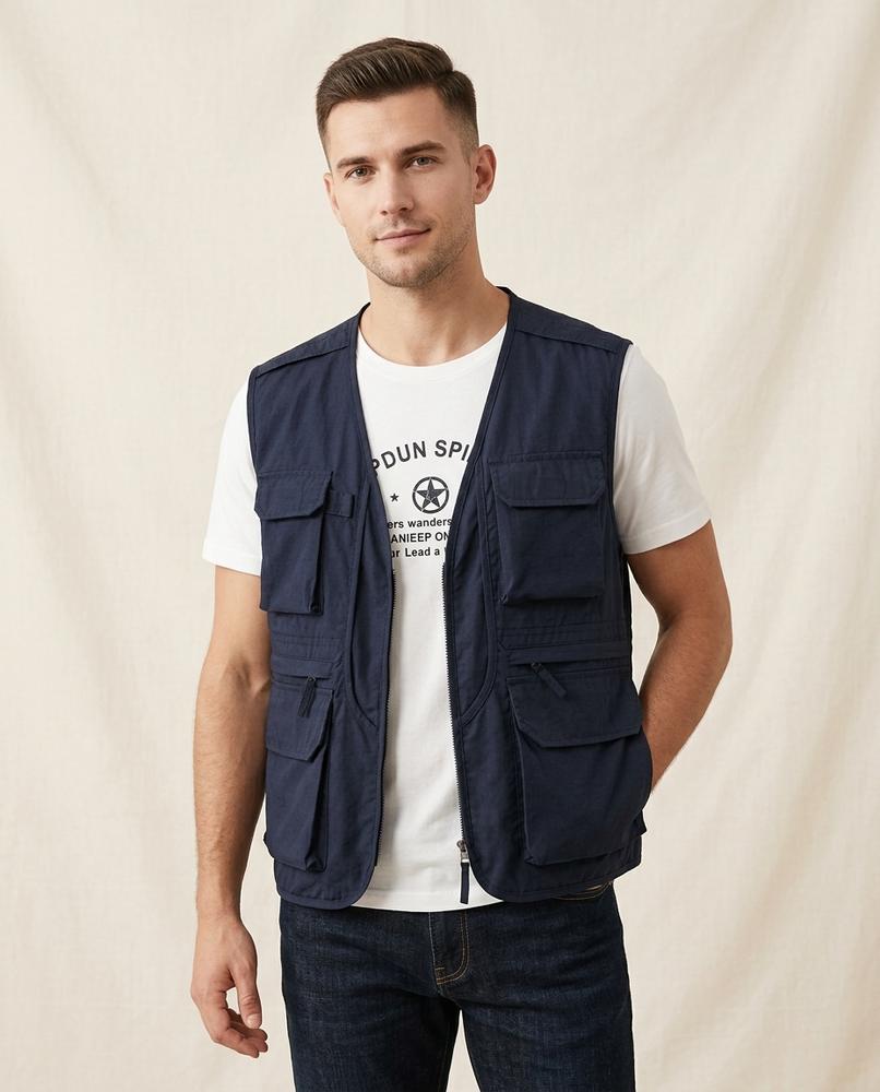 Lands Fashion - Yosin | Multi-Pocket Zippered Vest Men