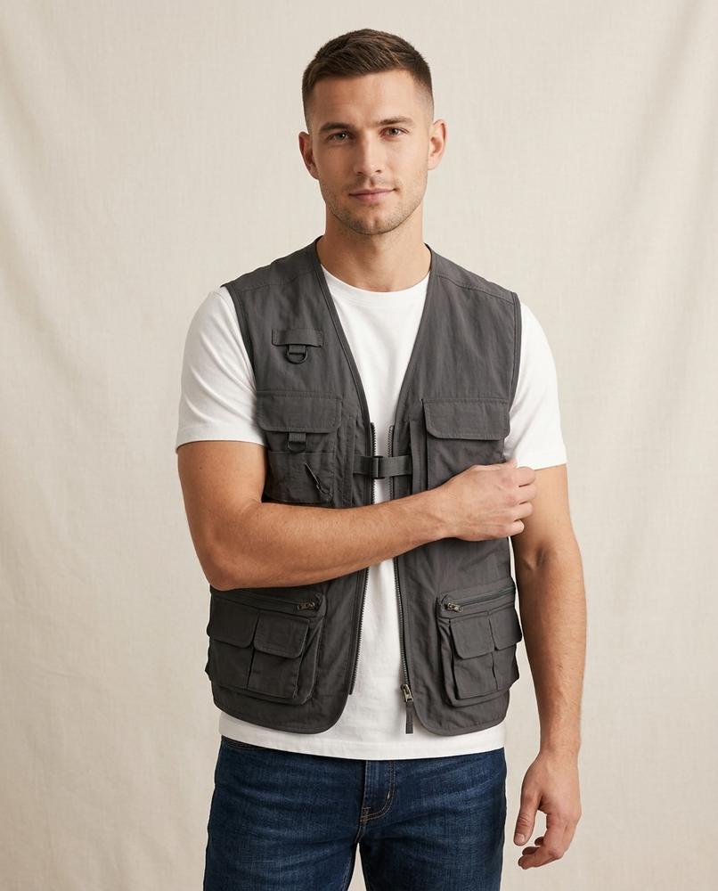 Lands Fashion - Yosin | Multi-Pocket Zippered Vest Men
