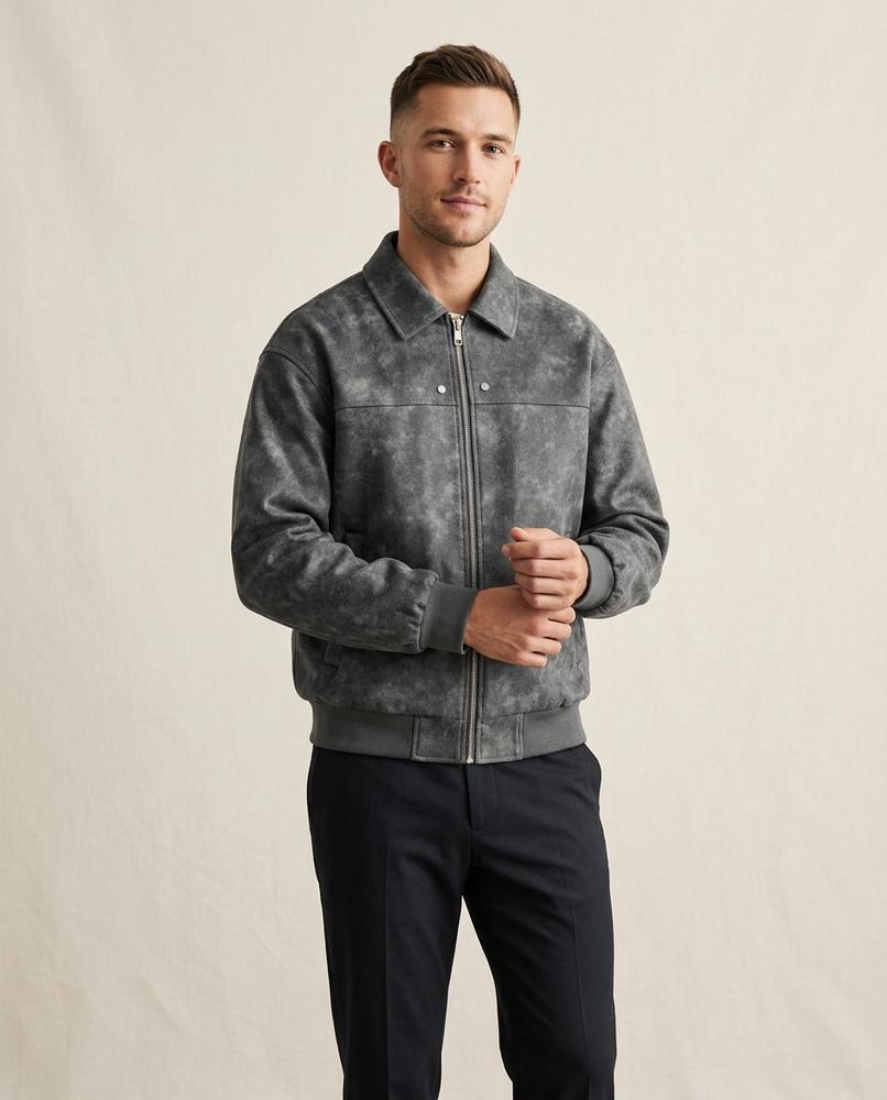 Lands Fashion - Vorid | Faux-Leather Zip-Up Jacket Men