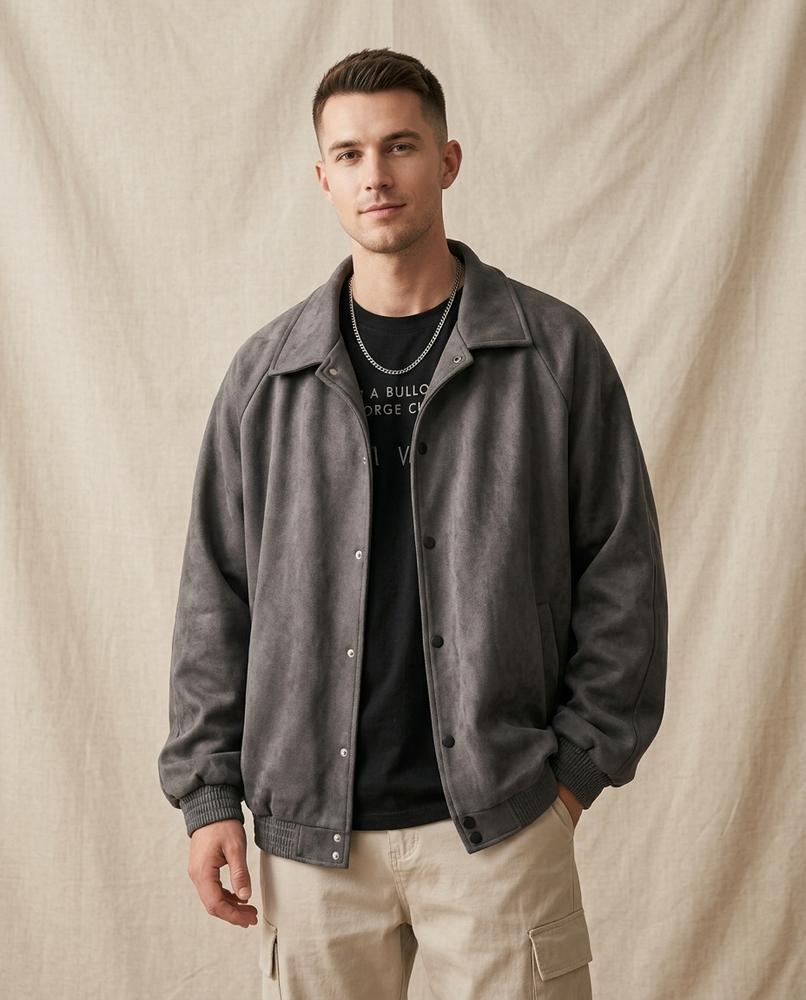 Lands Fashion - Caren | Collared Snap-Button Jacket Men