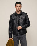 Lands Fashion - Mivin | Smooth Buttoned Leather Jacket Men