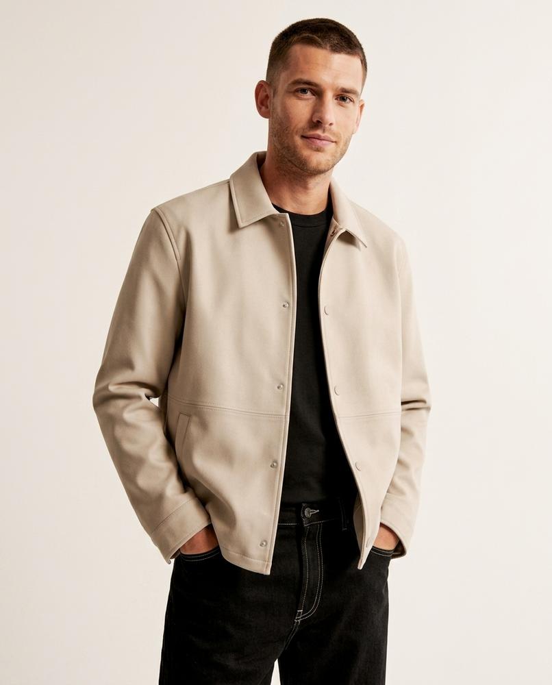 Lands Fashion - Arser | Collared Snap-Button Leather Jacket Men