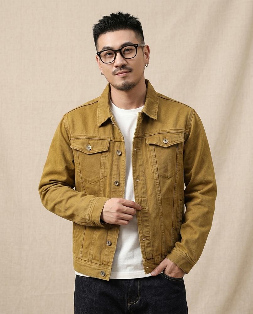 Lands Fashion - Nisan | Button-Front Collared Denim Jacket Men