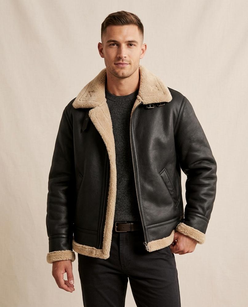 Lands Fashion - Serel | Shearling-Lined Zip-Up Jacket Men