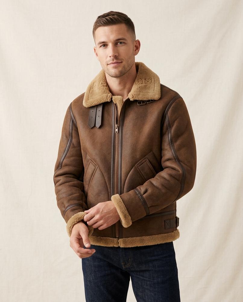 Lands Fashion - Serel | Shearling-Lined Zip-Up Jacket Men