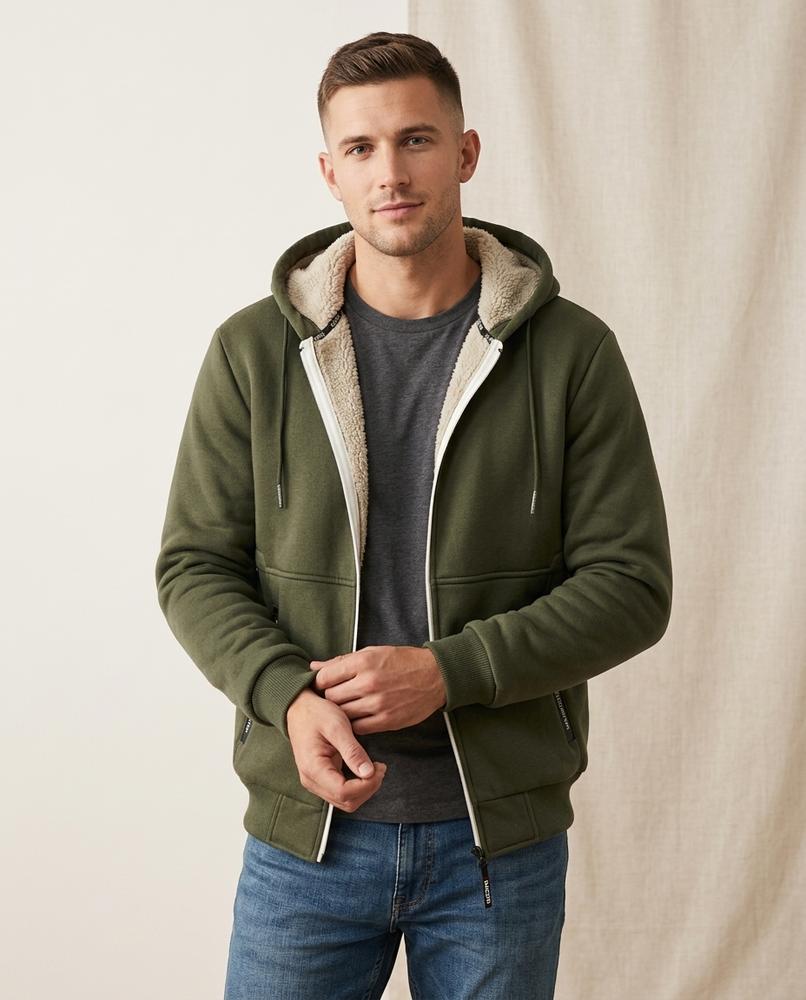 Lands Fashion - Camin | Fleece-Lined Zip-Up Hoodie Men