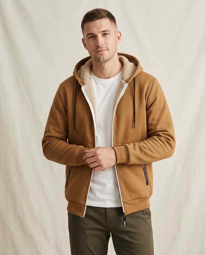Lands Fashion - Camin | Fleece-Lined Zip-Up Hoodie Men