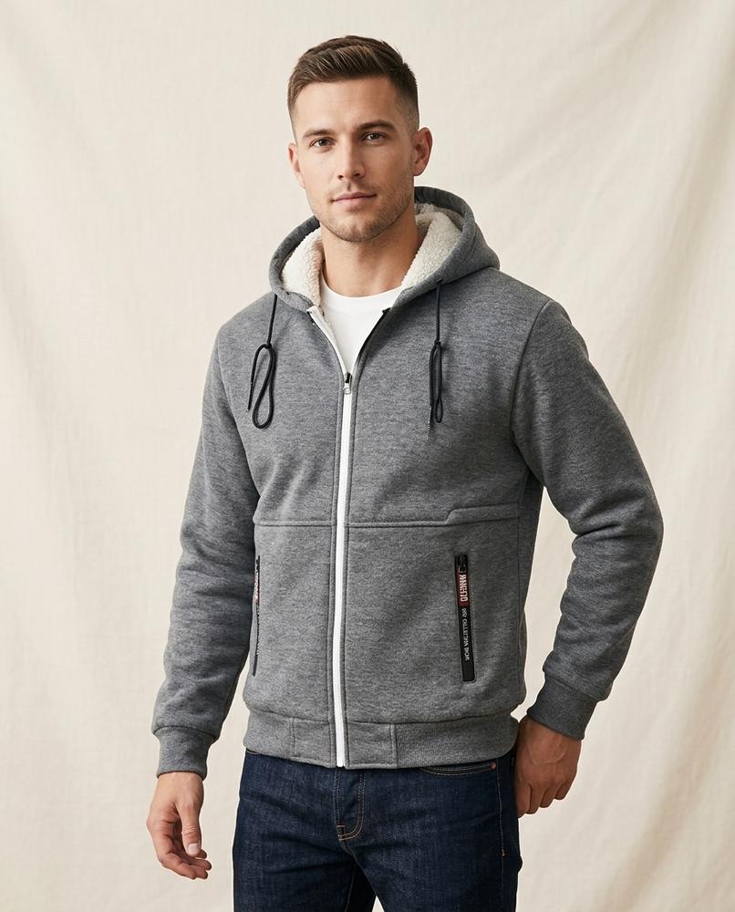 Lands Fashion - Camin | Fleece-Lined Zip-Up Hoodie Men