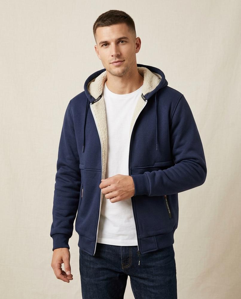 Lands Fashion - Camin | Fleece-Lined Zip-Up Hoodie Men