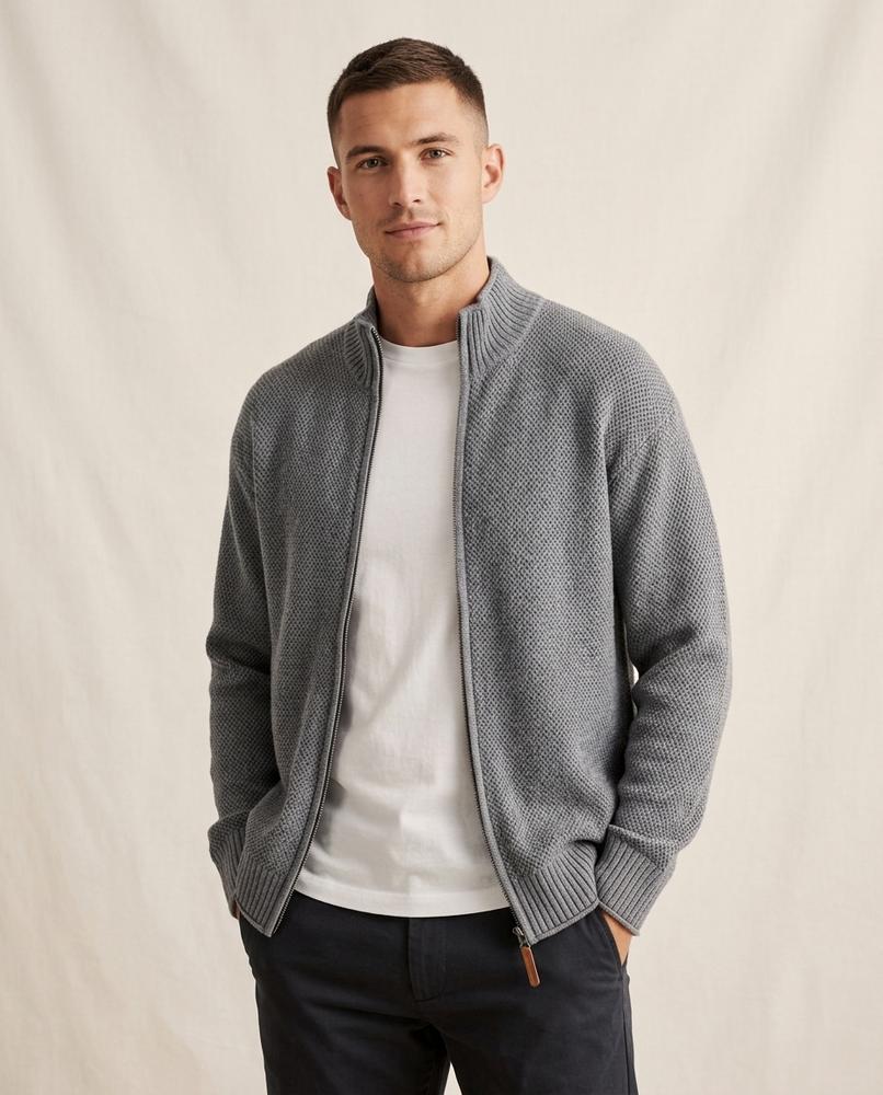Lands Fashion - Valar | Textured Zip-Up Knit Cardigan Men