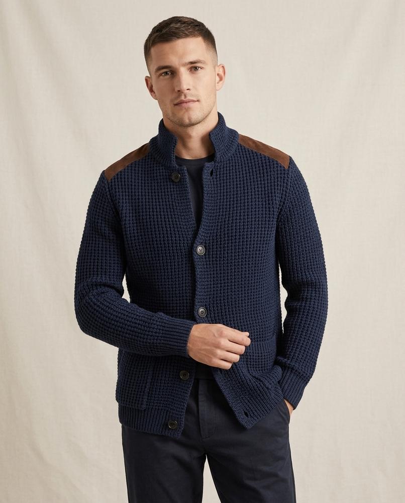 Lands Fashion - Lelor | Waffle-Knit Button-Front Knit Cardigan Men