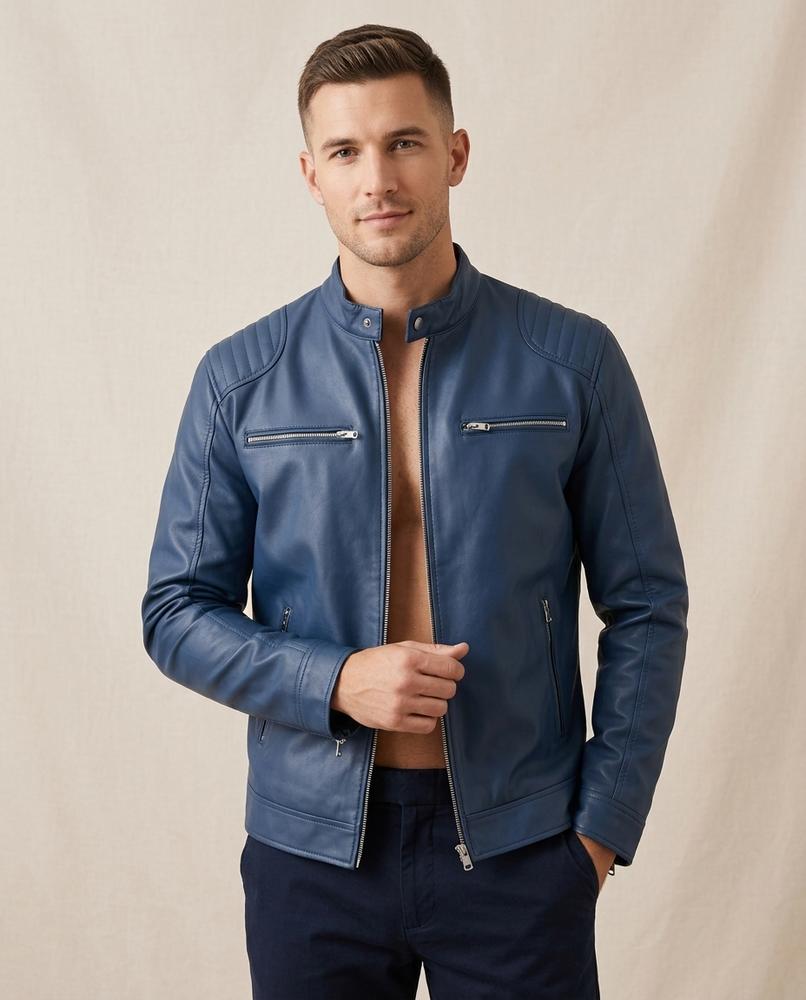 Lands Fashion - Cavin | Faux Leather Zip-Up Leather Jacket Men