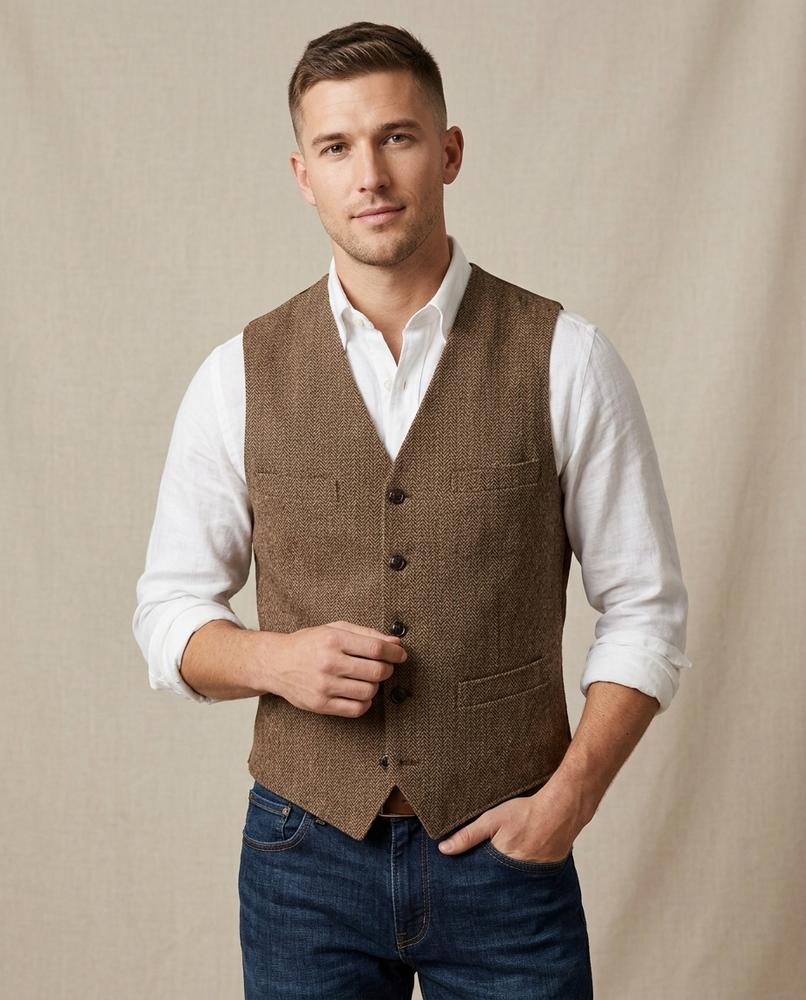 Lands Fashion - Nilar | Button-Up Textured Vest Men