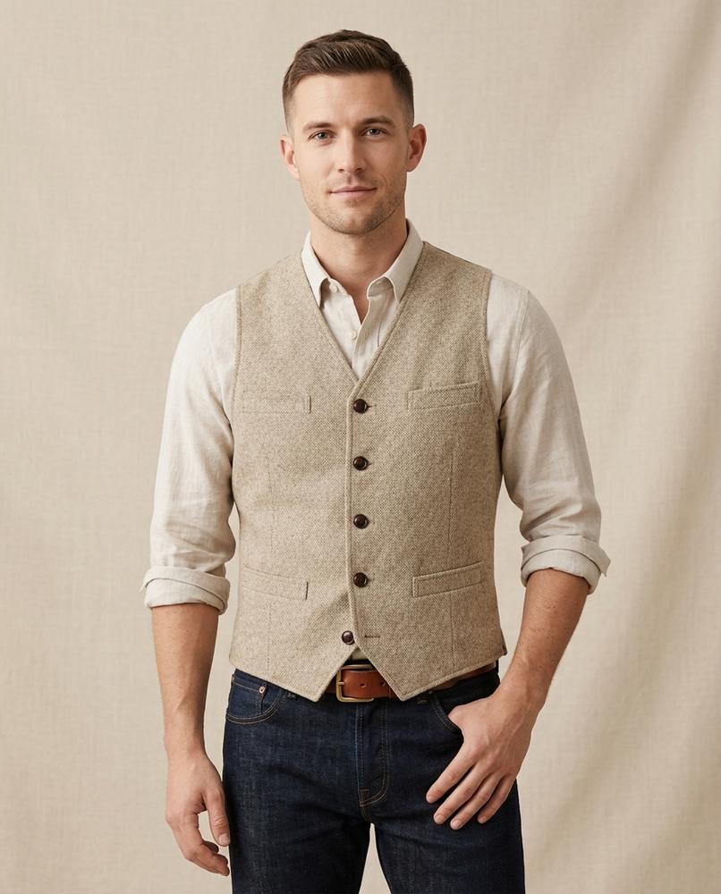 Lands Fashion - Nilar | Button-Up Textured Vest Men