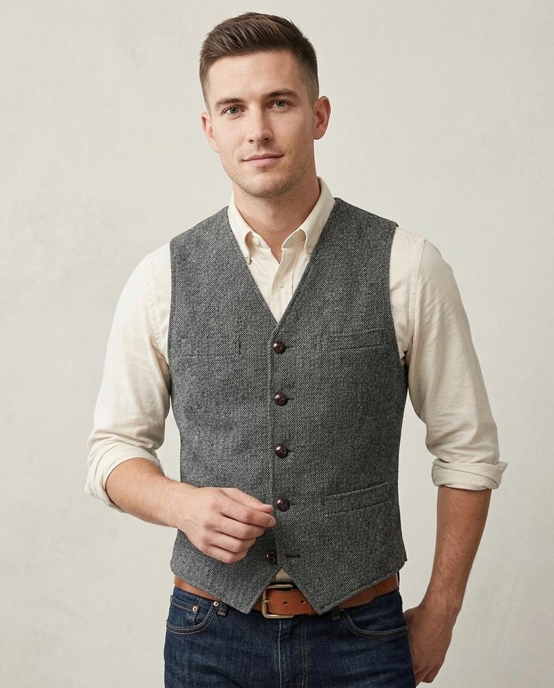 Lands Fashion - Nilar | Button-Up Textured Vest Men