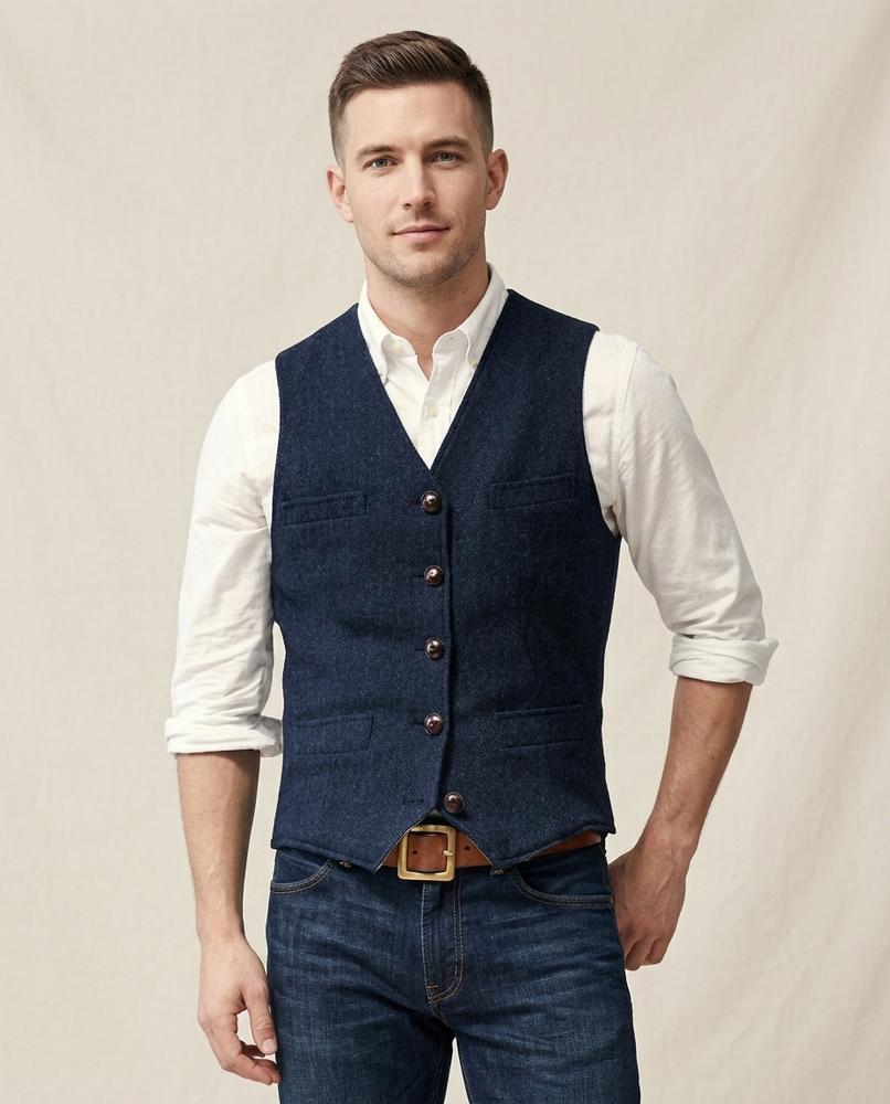 Lands Fashion - Nilar | Button-Up Textured Vest Men