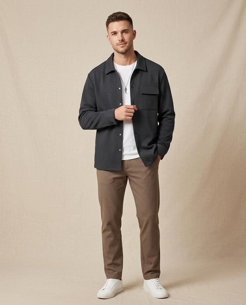 Lands Fashion - Lytor | Textured Snap-Button Jacket Men