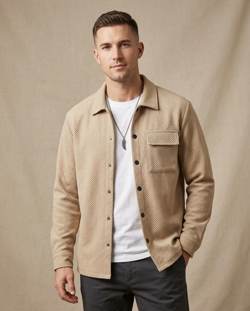 Lands Fashion - Lytor | Textured Snap-Button Jacket Men