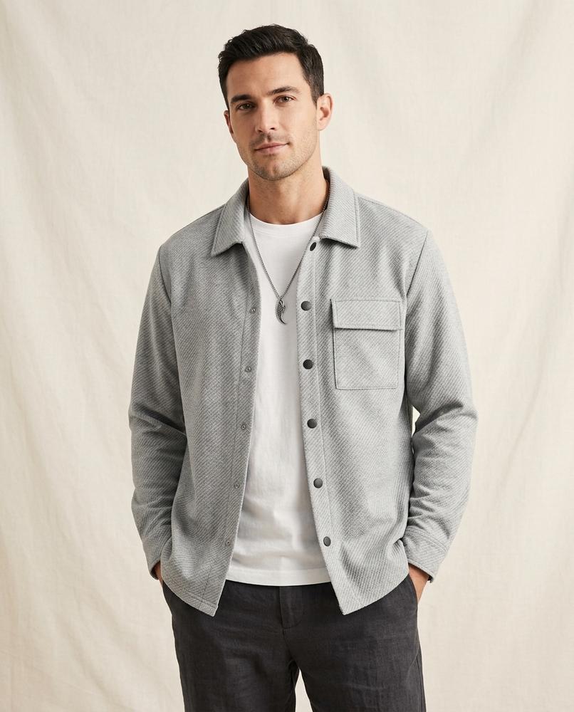 Lands Fashion - Lytor | Textured Snap-Button Jacket Men