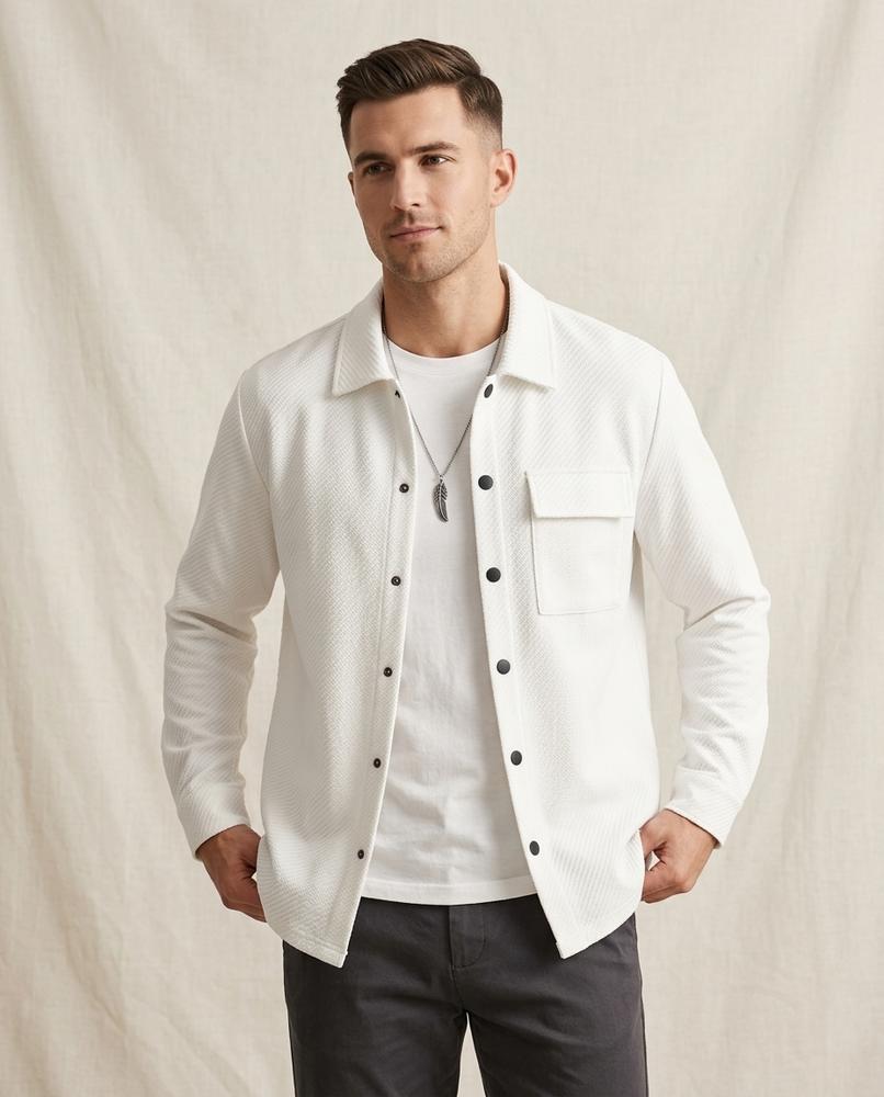 Lands Fashion - Lytor | Textured Snap-Button Jacket Men