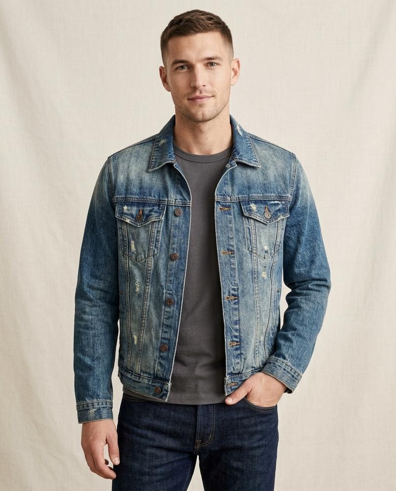 Lands Fashion - Dasel | Distressed Button-Front Denim Jacket Men