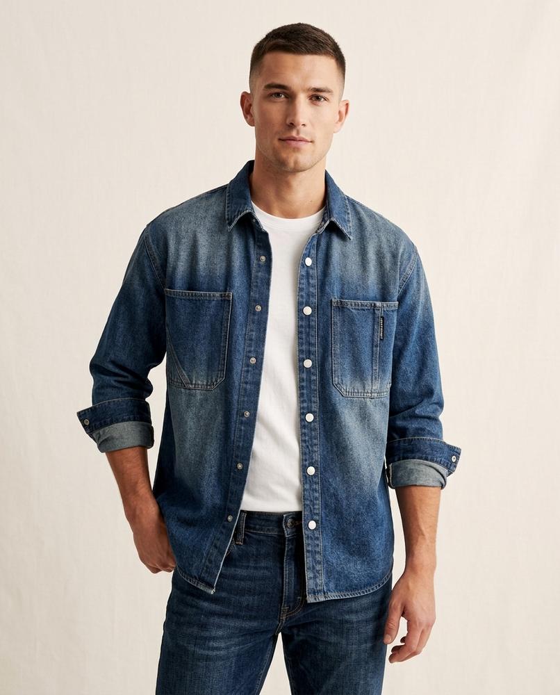 Lands Fashion - Colen | Denim Washed Shirt Men