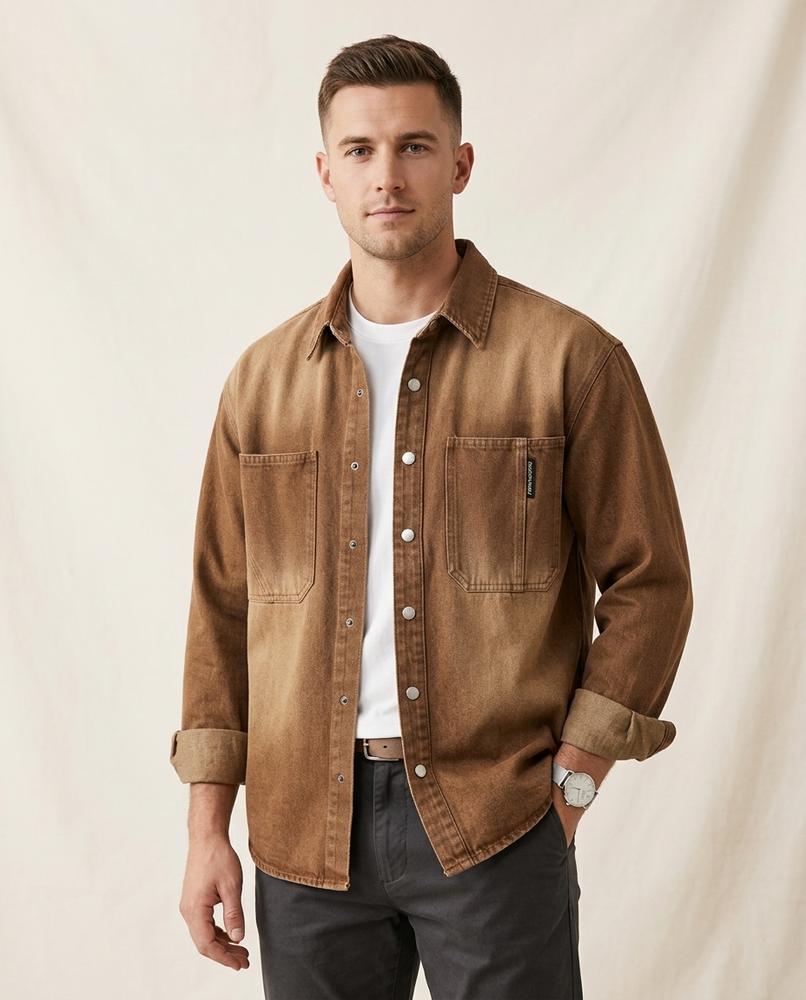 Lands Fashion - Colen | Denim Washed Shirt Men