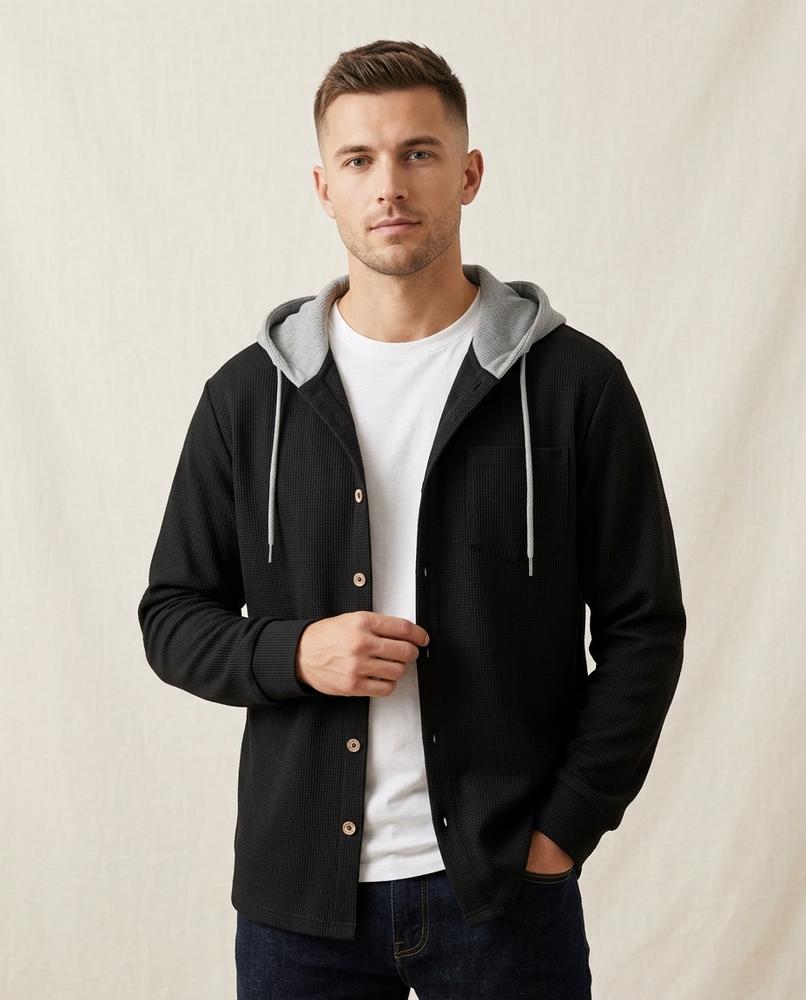 Lands Fashion - Velev | Waffle-Knit Hooded Jacket Men
