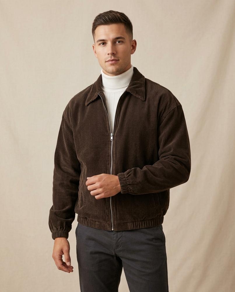 Lands Fashion - Rotir | Corduroy Zip-Up Jacket Men