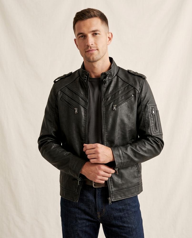 Lands Fashion - Casol | Quilted Zippered Leather Jacket Men