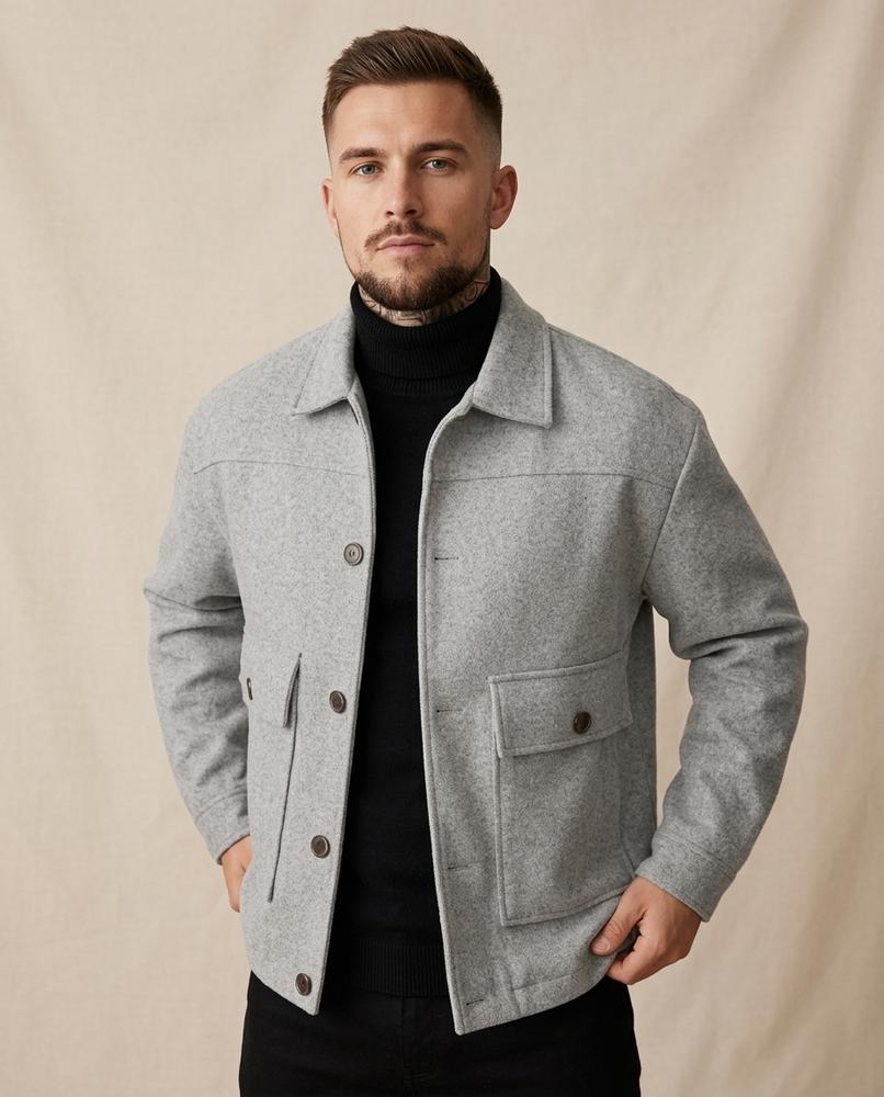 Lands Fashion - Cavel | Button-Front Patch Pocket Jacket Men