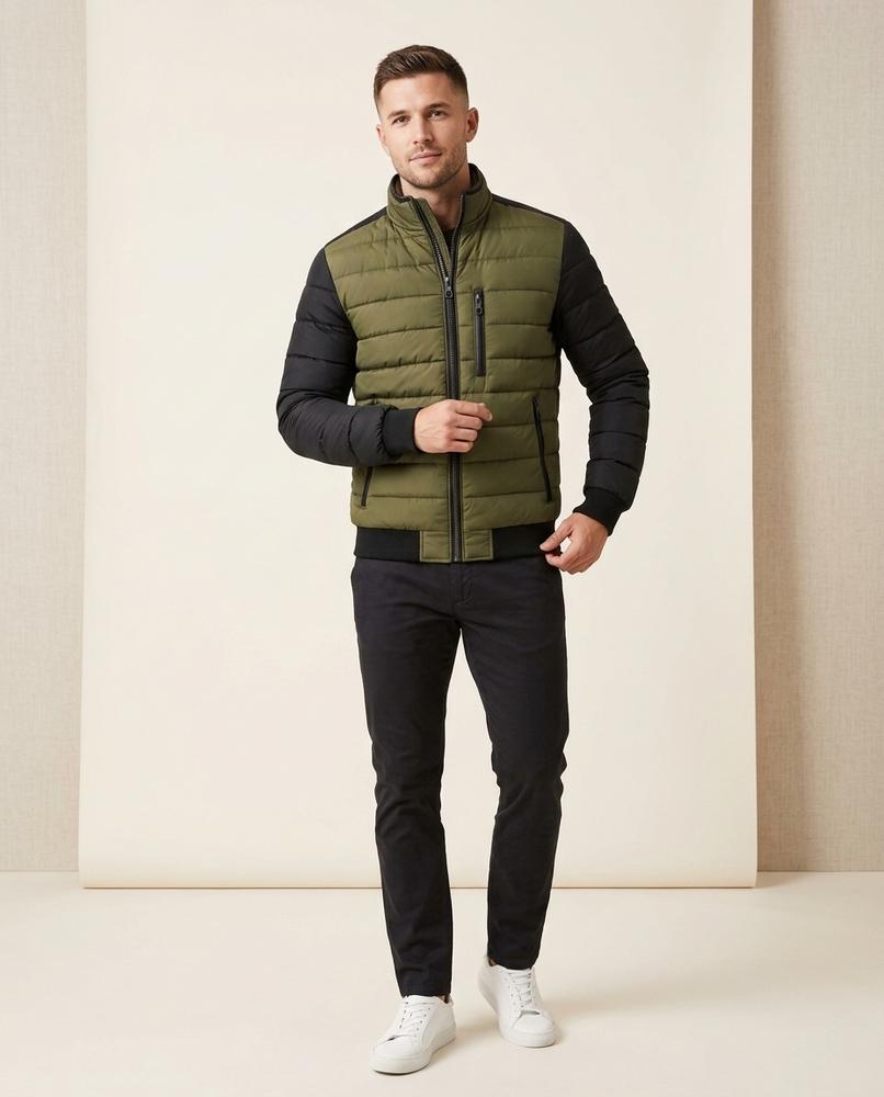 Lands Fashion - Minor | Quilted Color-Block Jacket Men