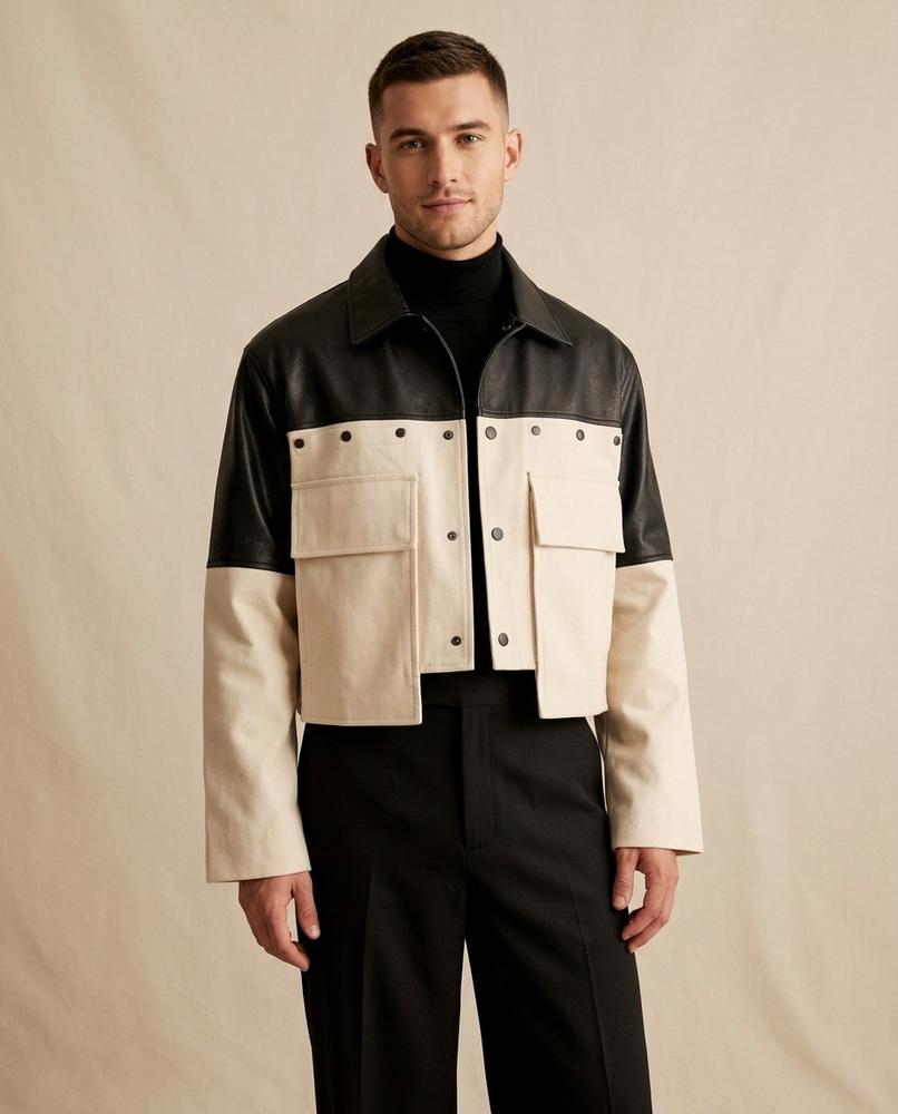 Lands Fashion - Varon | Color-Block Cropped Jacket Men