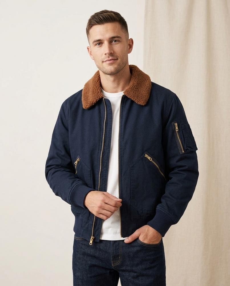 Lands Fashion - Nelar | Sherpa Collar Zip-Up Jacket Men