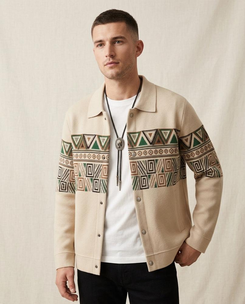 Lands Fashion - Tilin | Patterned Snap-Button Jacket Men