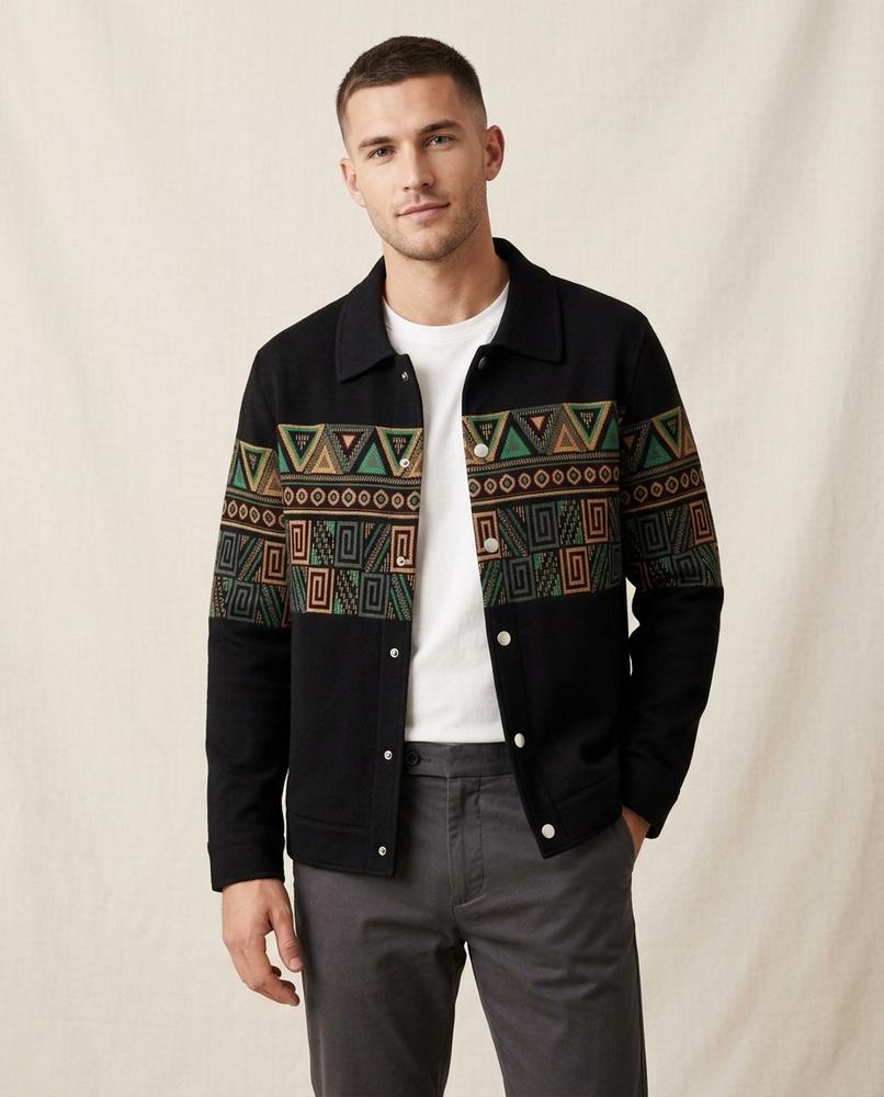 Lands Fashion - Tilin | Patterned Snap-Button Jacket Men