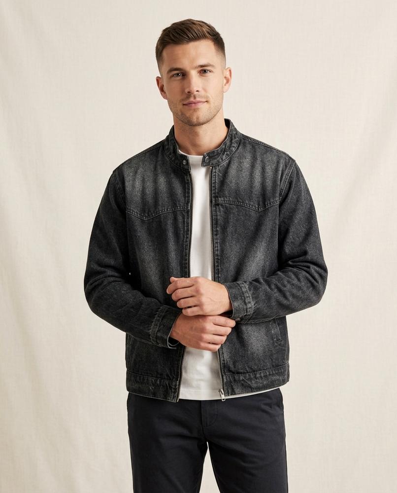 Lands Fashion - Yolin | Zip-Front Band-Collar Jacket Men