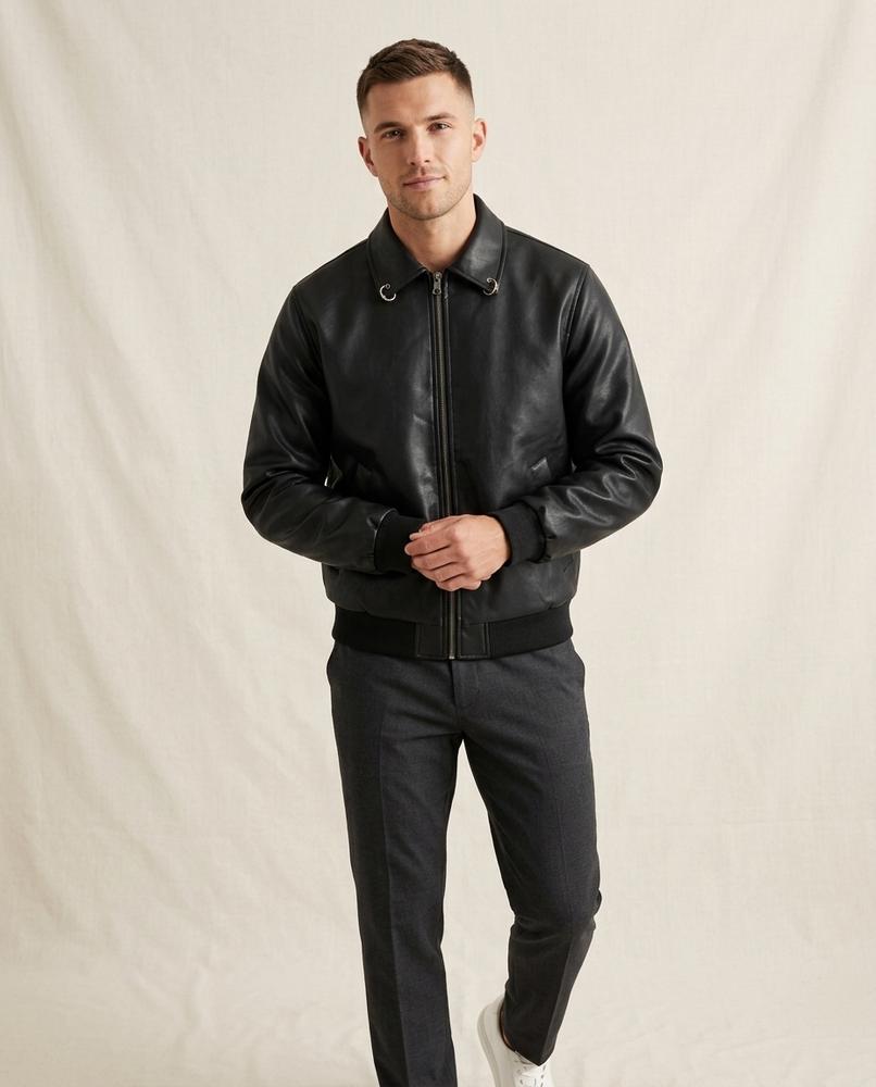 Lands Fashion - Daser | Faux-Leather Zip-Up Jacket Men