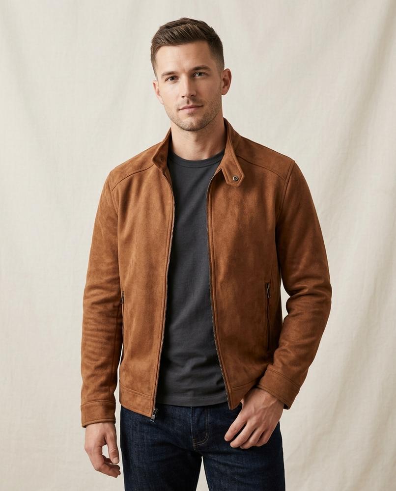 Lands Fashion - Elren | Sueded Zip-Up Jacket Men