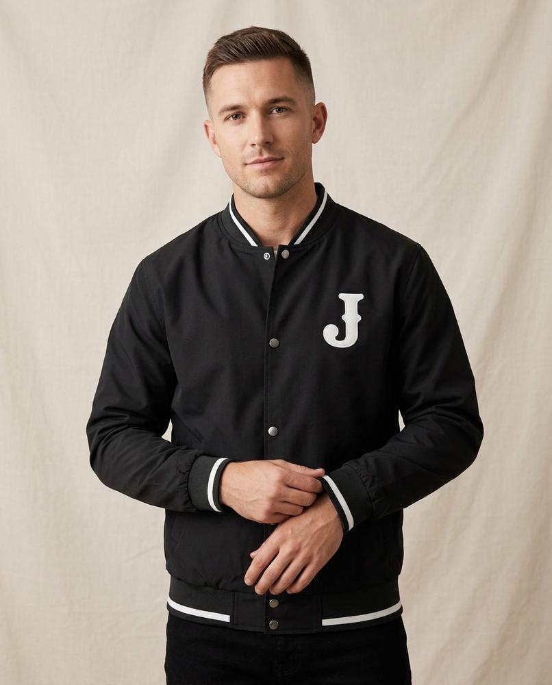 Lands Fashion - Losen | Snap-Button Striped-Trim Jacket Men