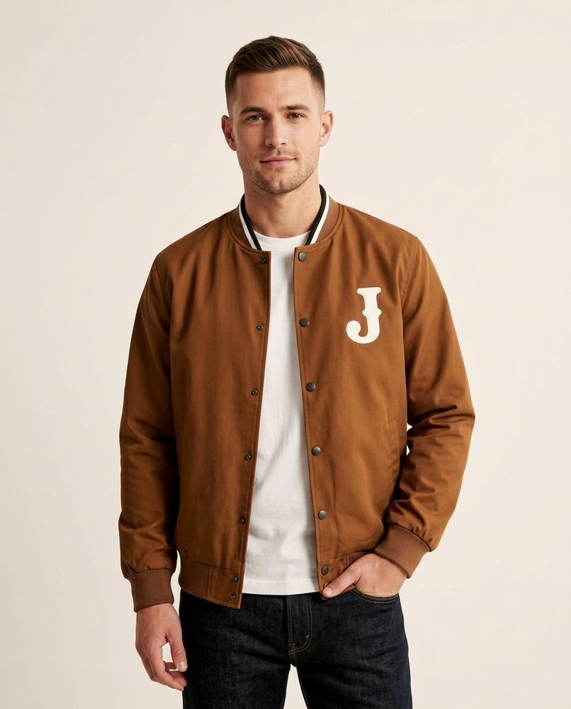 Lands Fashion - Losen | Snap-Button Striped-Trim Jacket Men